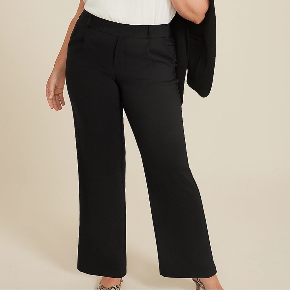Maurices Women 20W Black Pleated Idealist High Rise Wide Leg Dress Pant NWT
